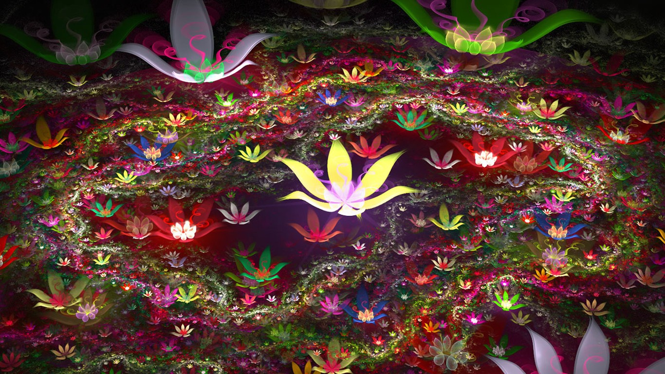 3D夢幻抽象花朵壁紙 #4 - 1366x768