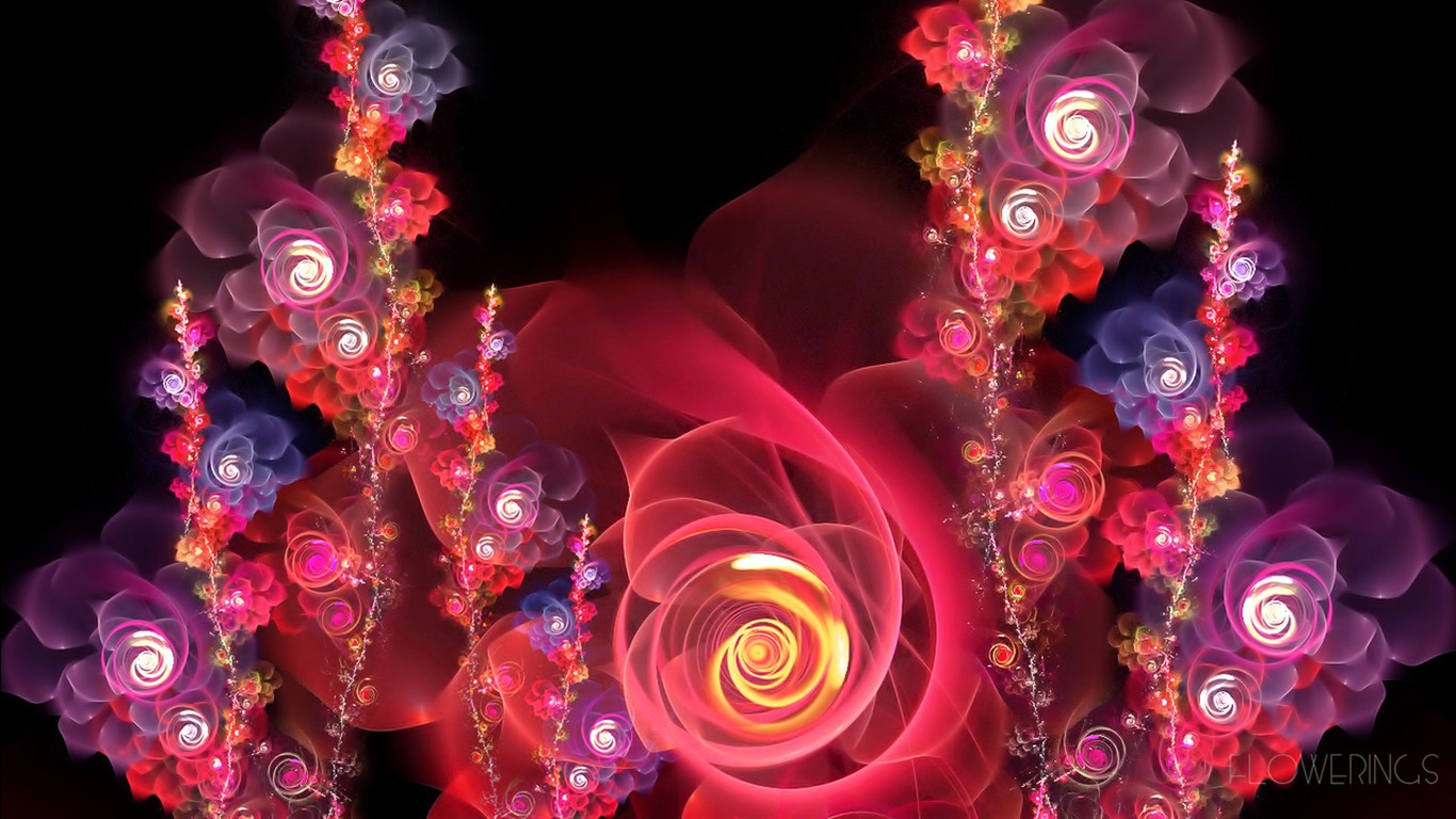 3D夢幻抽象花朵壁紙 #5 - 1366x768