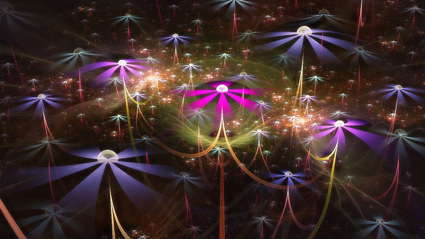 3D夢幻抽象花朵壁紙 #7 - 1366x768