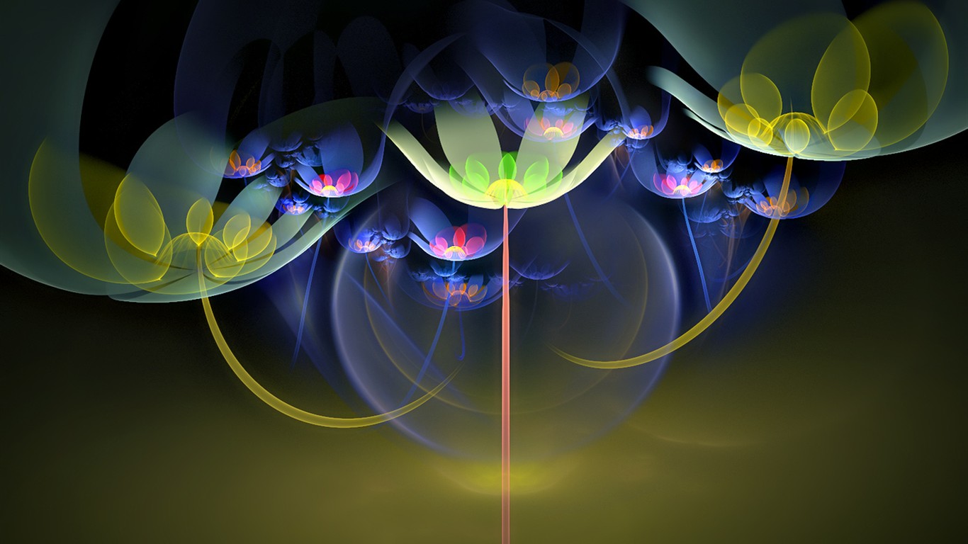 3D夢幻抽象花朵壁紙 #8 - 1366x768
