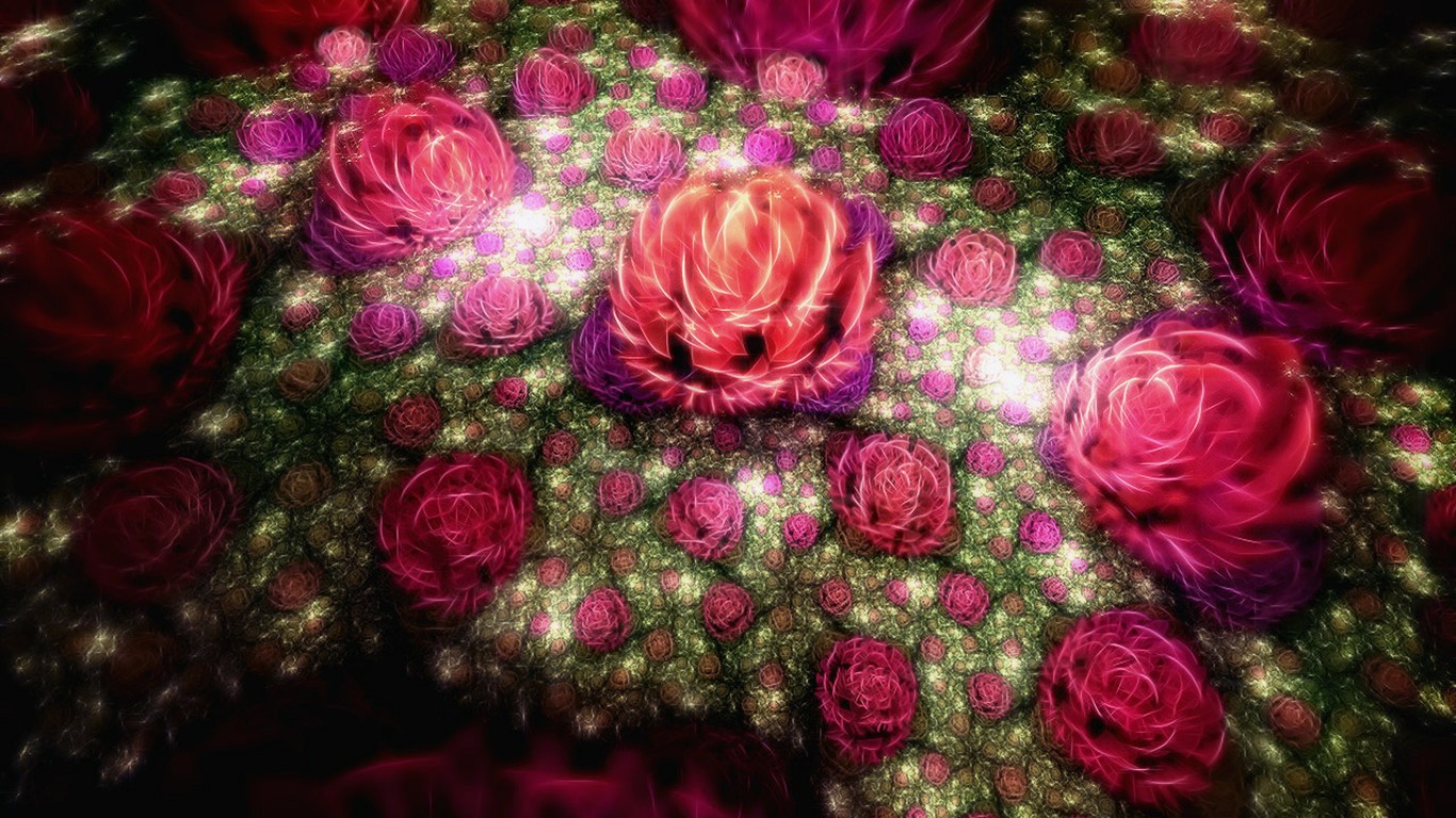 3D夢幻抽象花朵壁紙 #9 - 1366x768