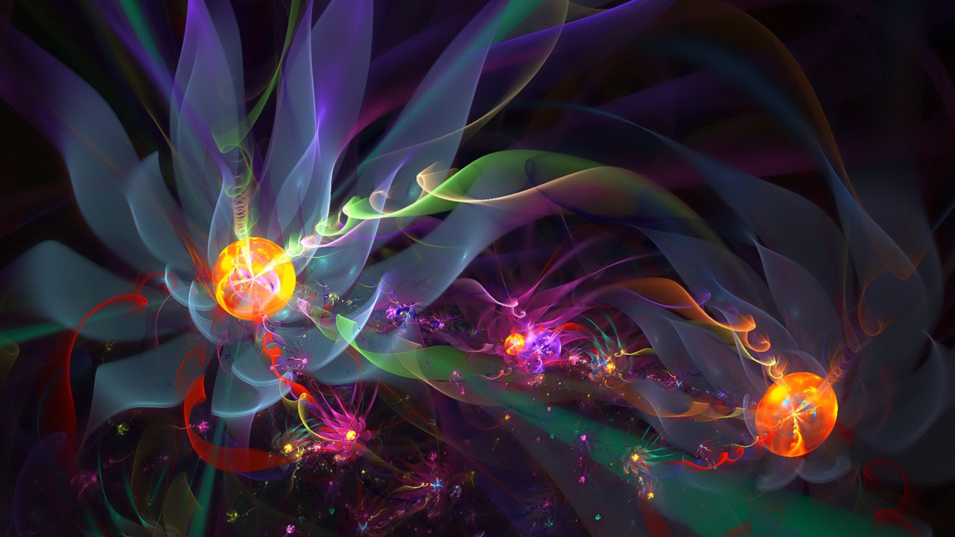 3D夢幻抽象花朵壁紙 #11 - 1366x768