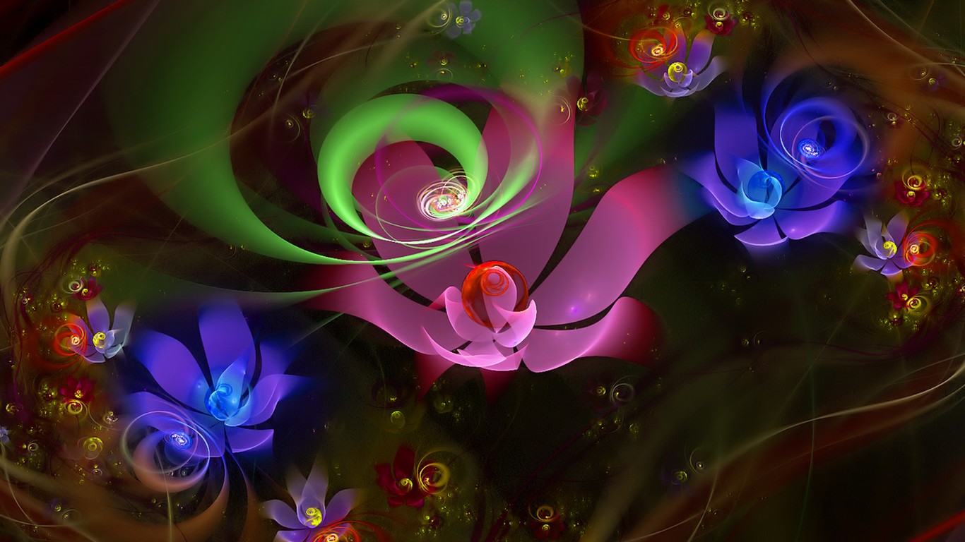 3D夢幻抽象花朵壁紙 #19 - 1366x768