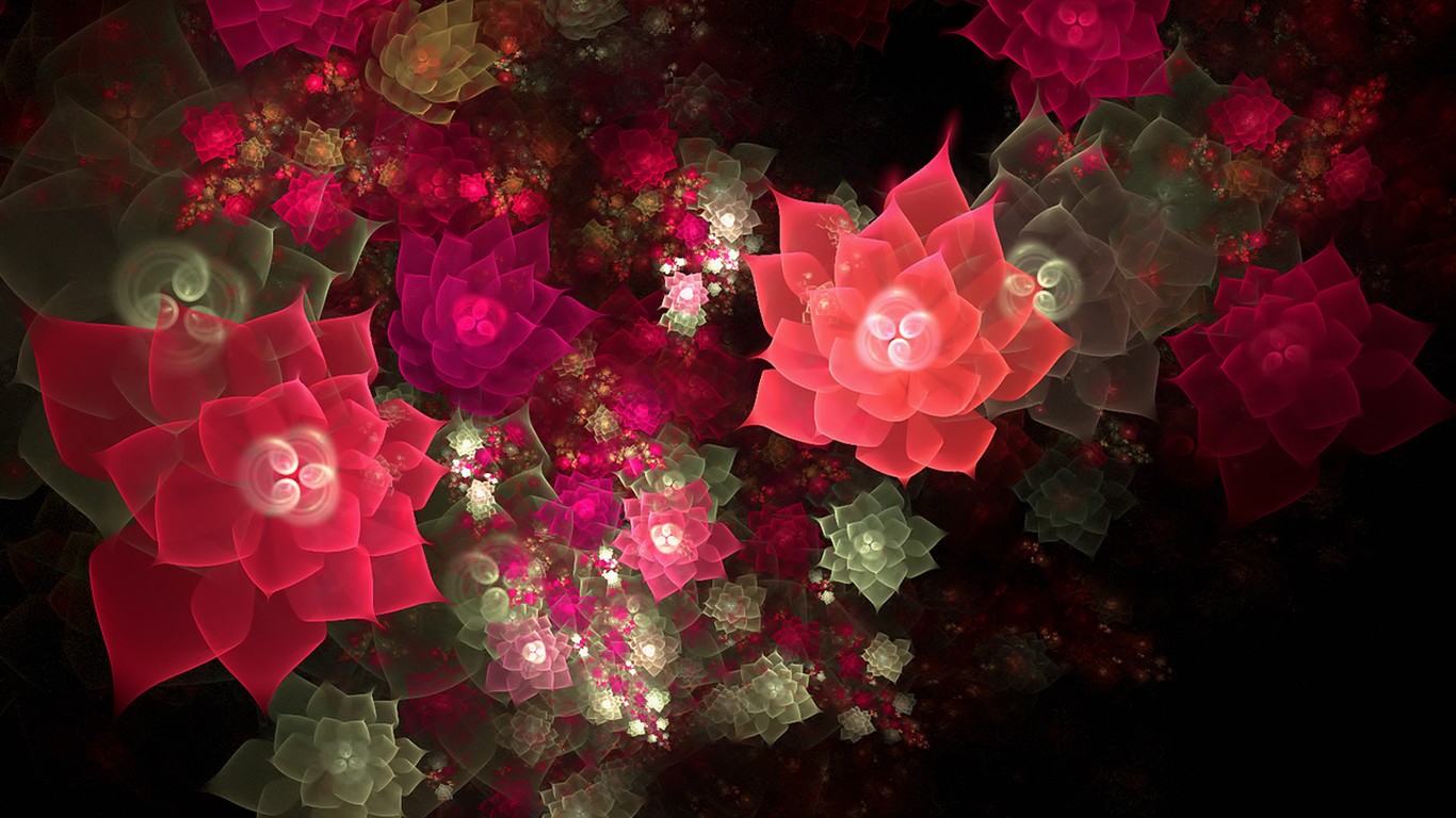 3D夢幻抽象花朵壁紙 #20 - 1366x768