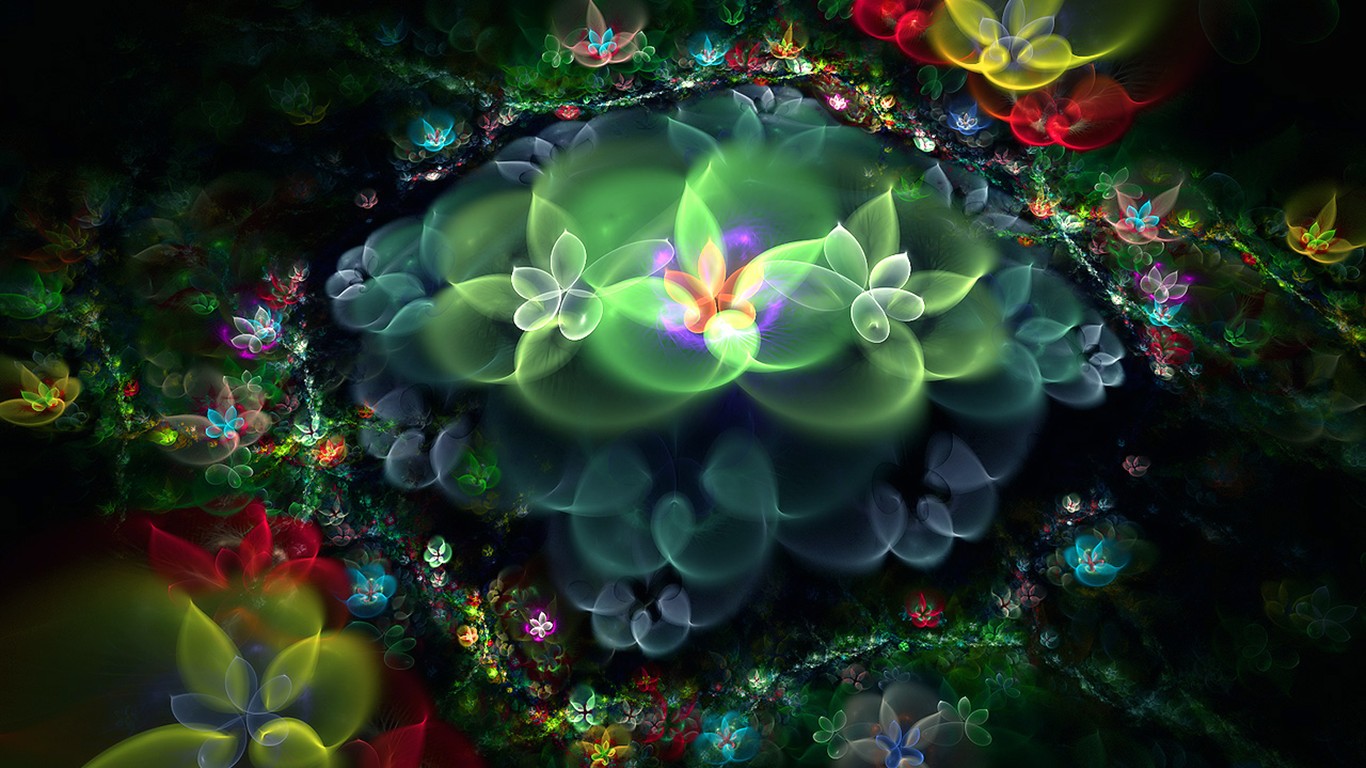3D梦幻抽象花朵壁纸22 - 1366x768
