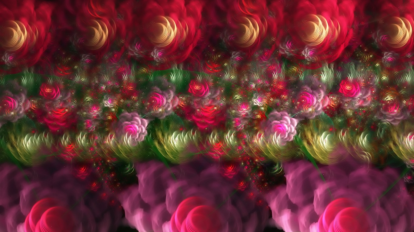 3D梦幻抽象花朵壁纸23 - 1366x768