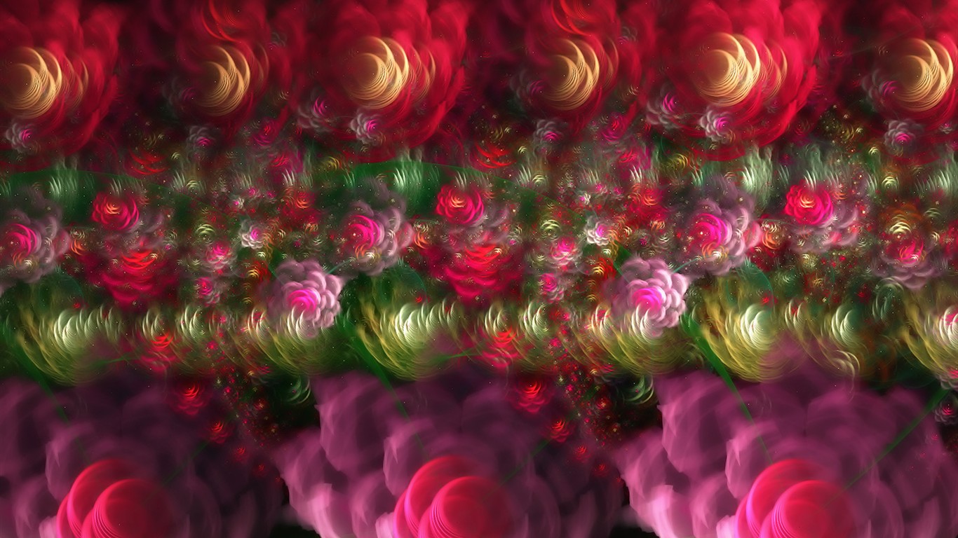 3D夢幻抽象花朵壁紙 #23 - 1366x768