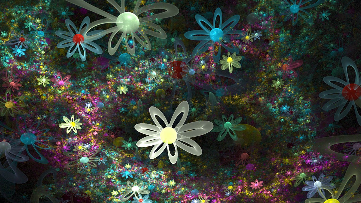 3D梦幻抽象花朵壁纸27 - 1366x768