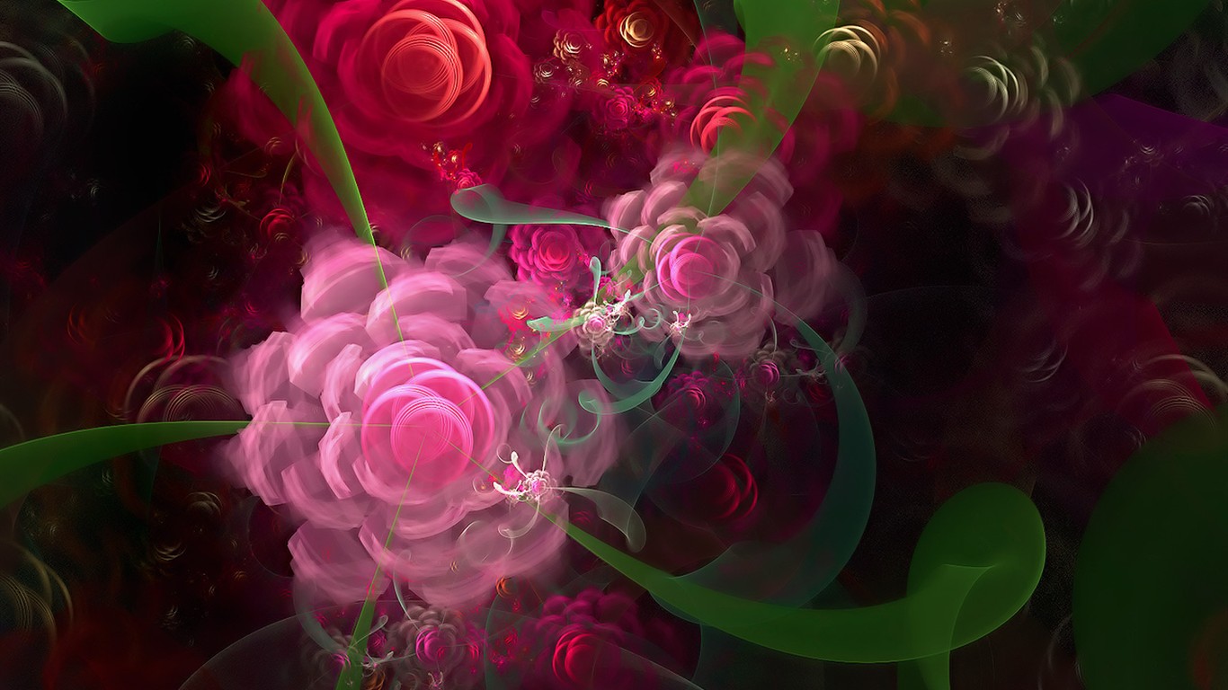 3d梦幻抽象花朵壁纸29 - 1366x768