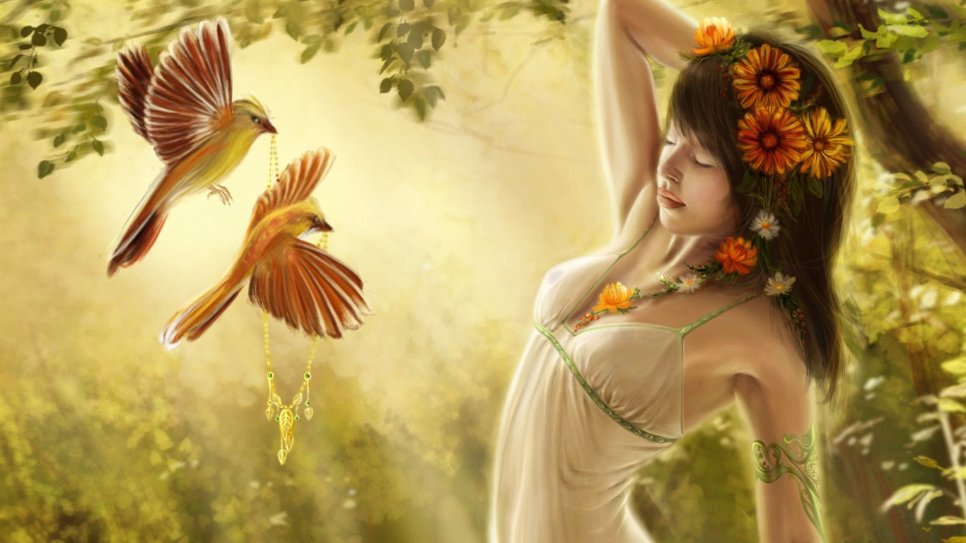 CG美女插畫壁紙(一) #24 - 1366x768