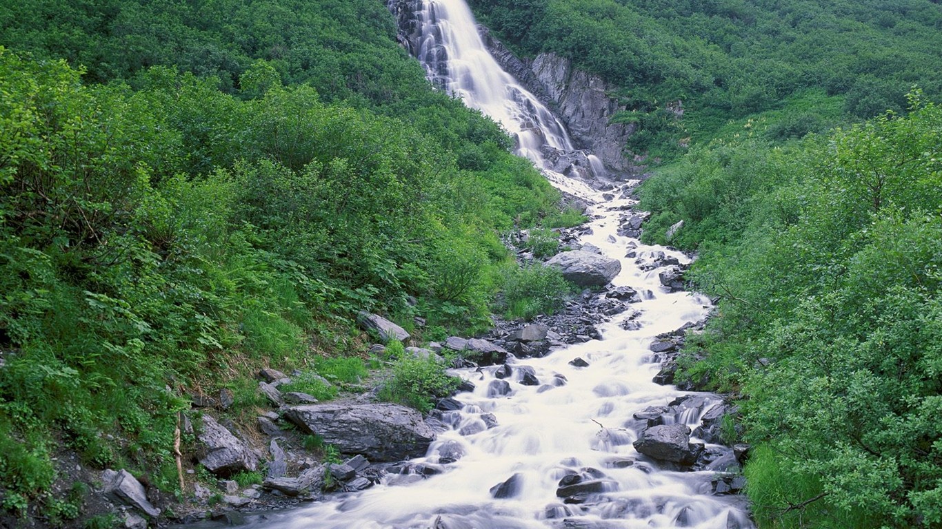 瀑布森林高清壁紙 #6 - 1366x768