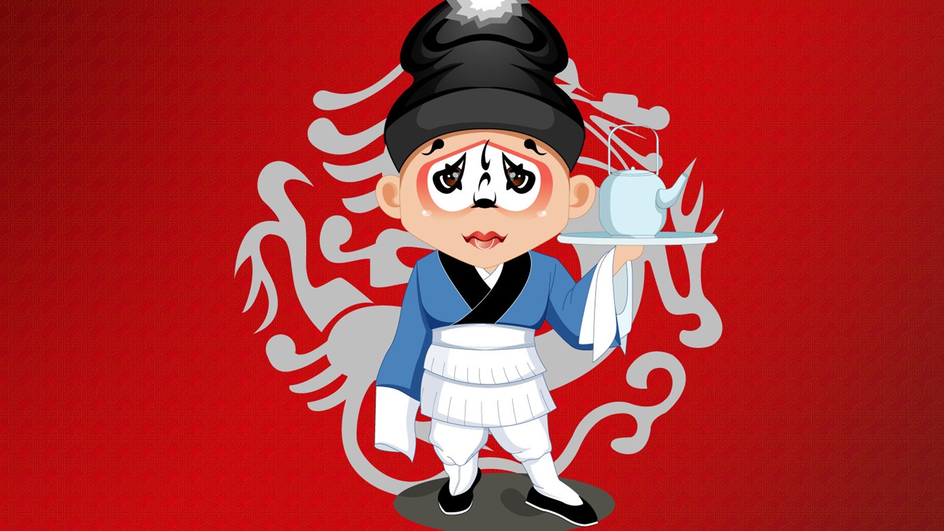 Q verze operních postav roztomilé wallpaper #7 - 1366x768