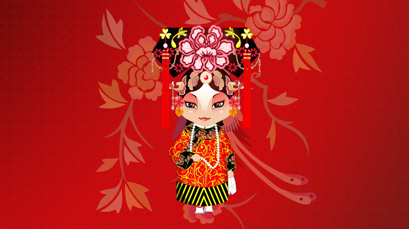 Q version of opera characters cute wallpaper #28 - 1366x768