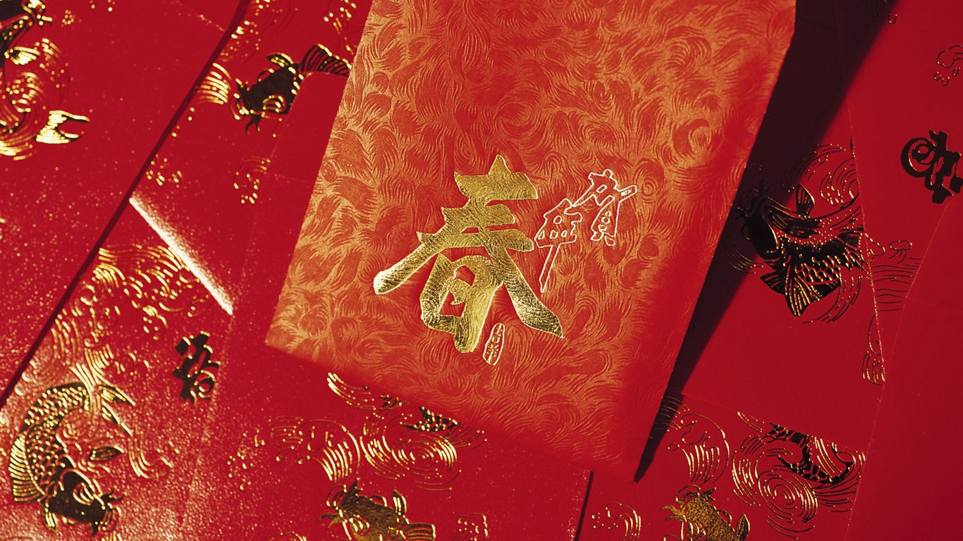 China Wind festive red wallpaper #5 - 1366x768