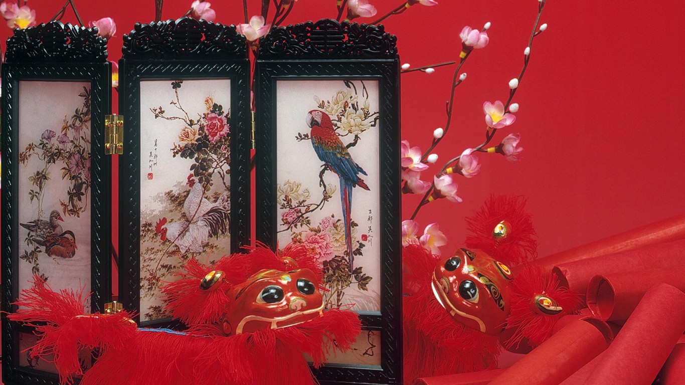 China Wind festive red wallpaper #8 - 1366x768