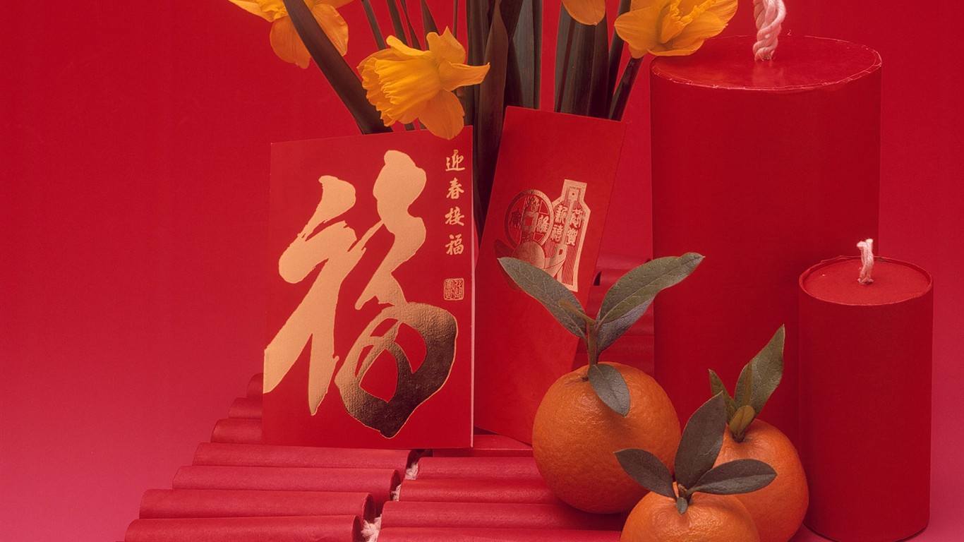 China Wind festive red wallpaper #9 - 1366x768