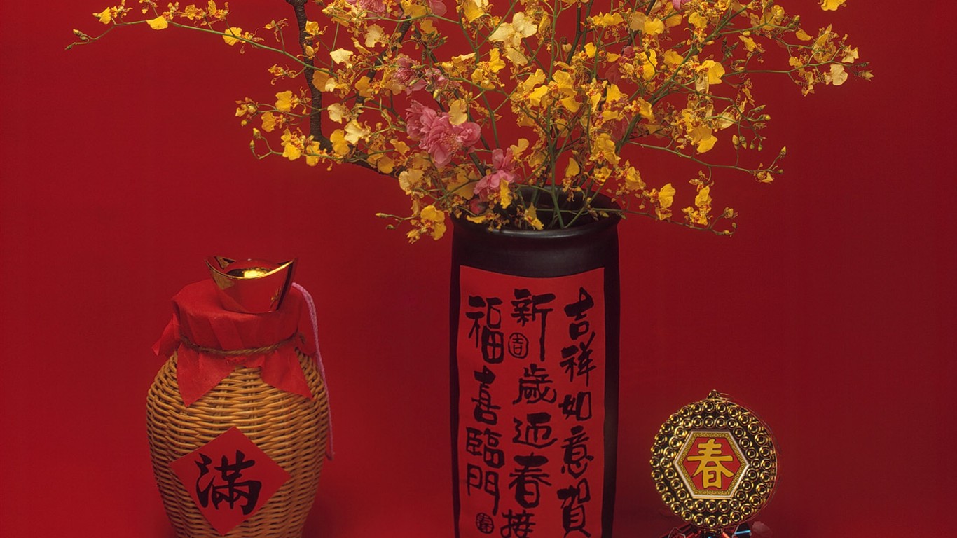 China Wind festive red wallpaper #11 - 1366x768