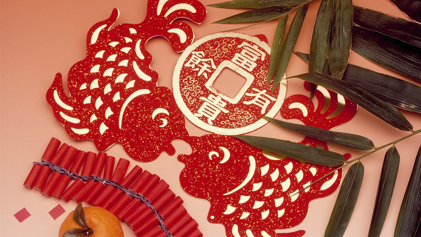 China Wind festive red wallpaper #17 - 1366x768