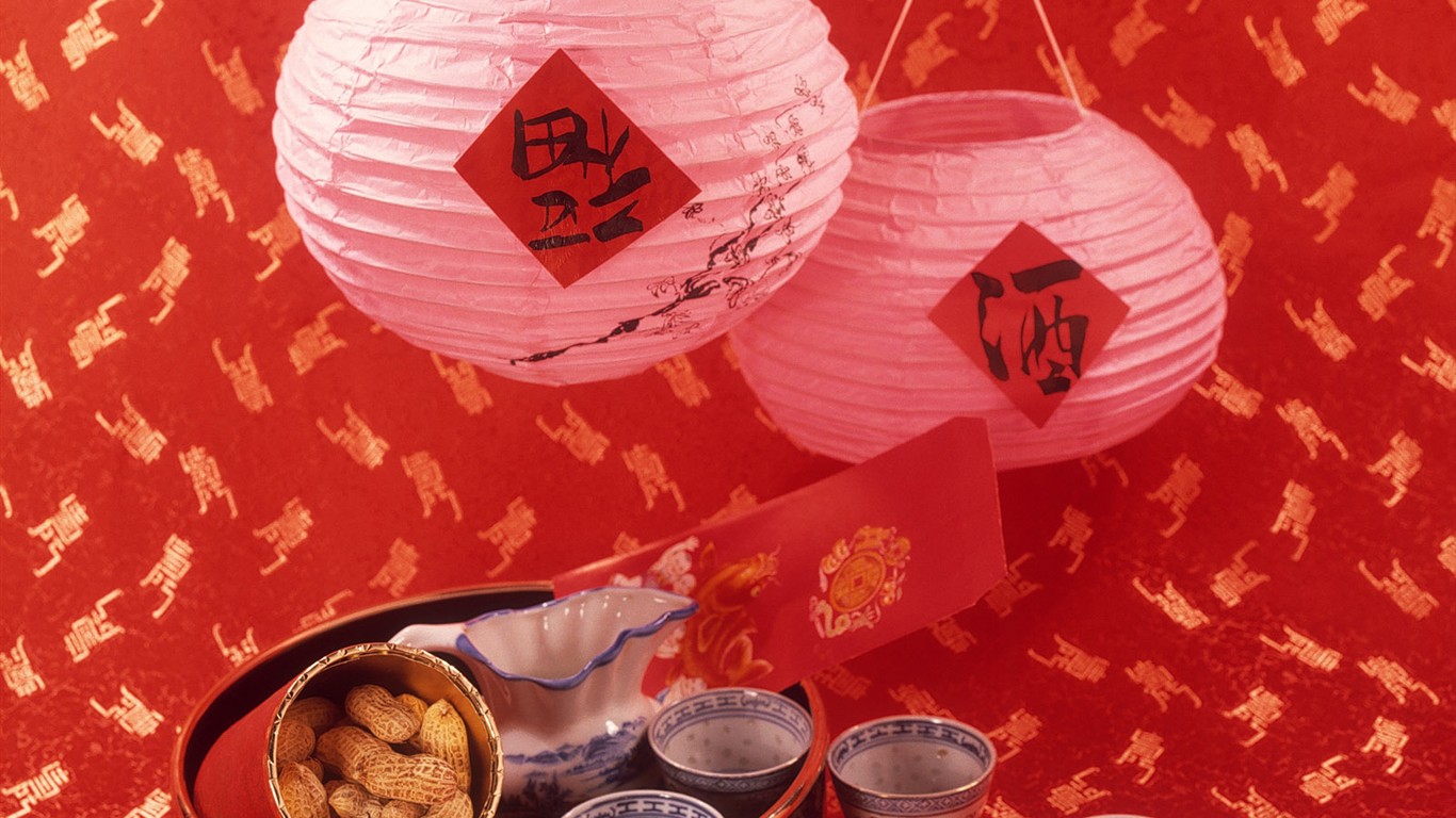 中国風お祭り赤壁紙 #47 - 1366x768