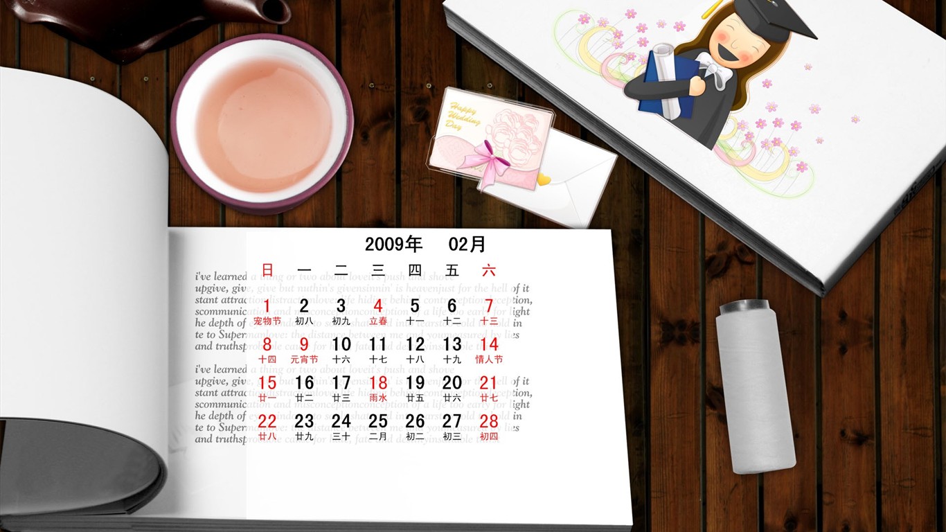 PaperArt09年2月月曆壁紙 #31 - 1366x768