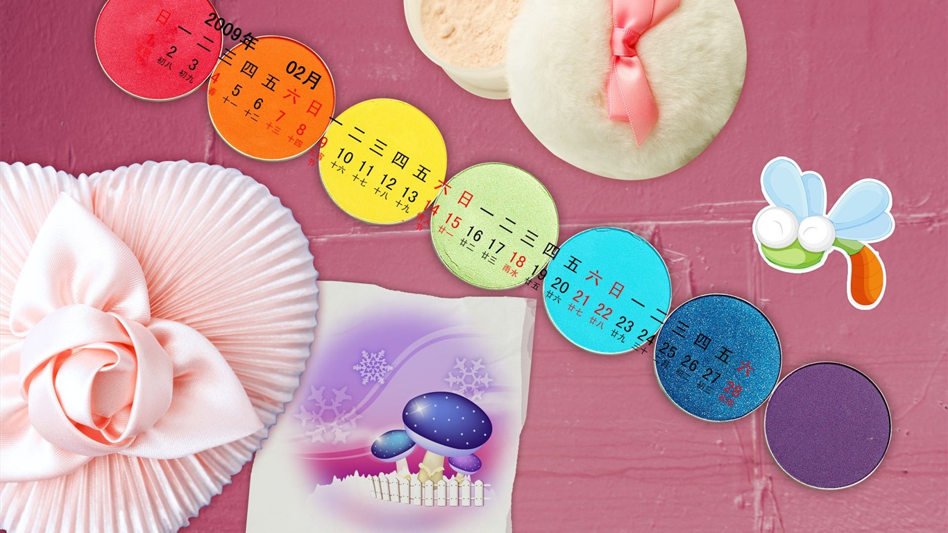 PaperArt09年2月月曆壁紙 #38 - 1366x768
