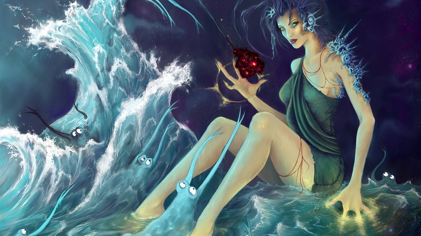 CG ilustrace ženy wallpaper fantasy #10 - 1366x768