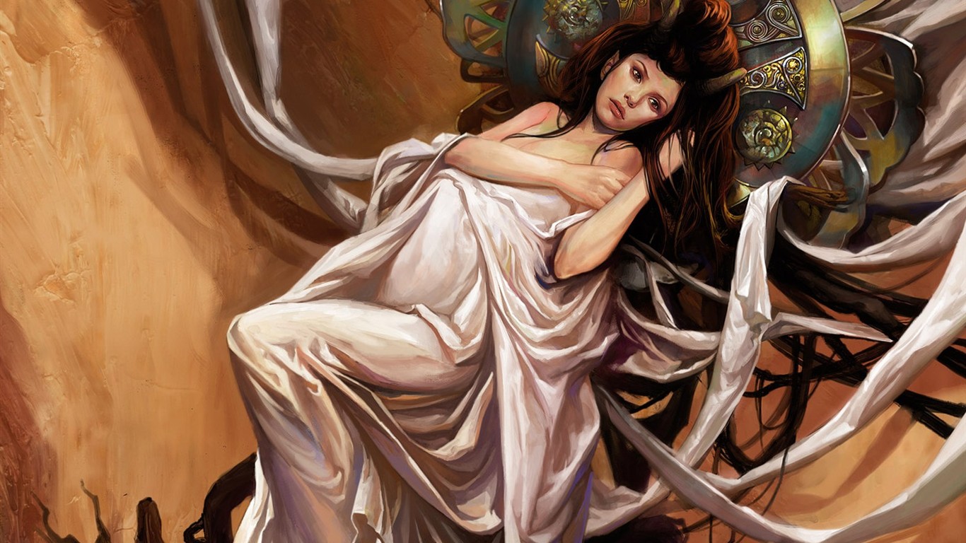 CG Illustration Fantasy Wallpaper Frauen #14 - 1366x768