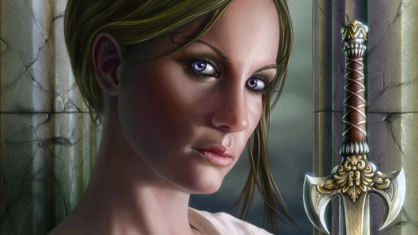 CG Illustration Fantasy Wallpaper Frauen #21 - 1366x768