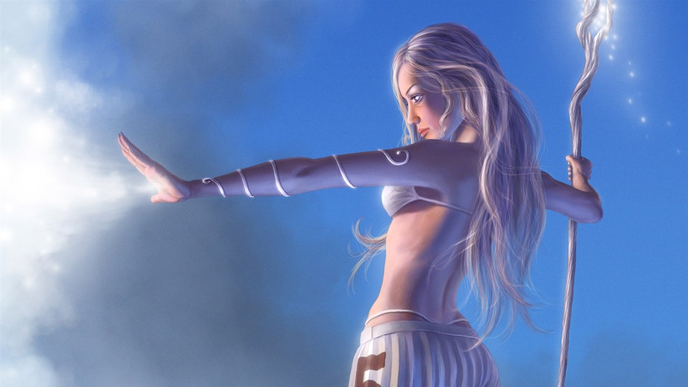 CG Illustration Fantasy Wallpaper Frauen #22 - 1366x768