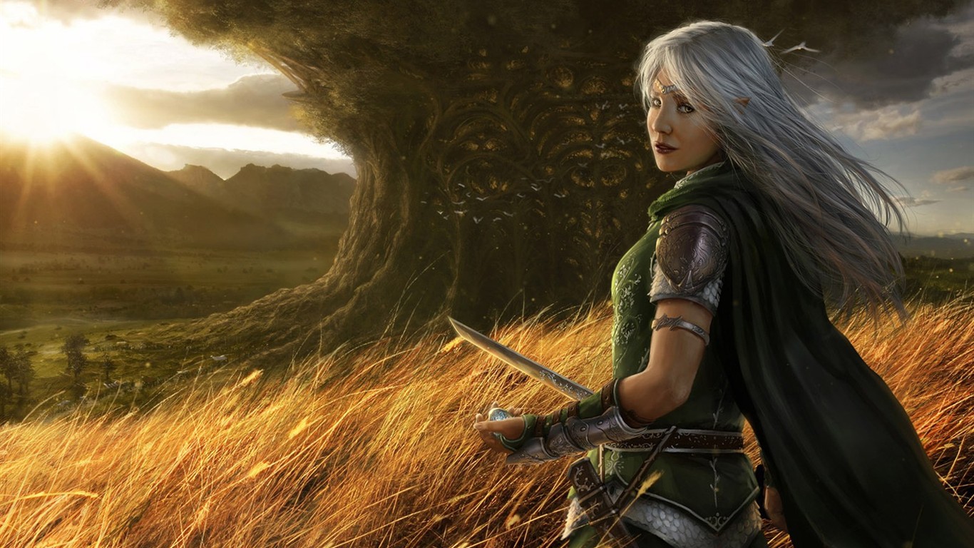 CG Illustration Fantasy Wallpaper Frauen #29 - 1366x768