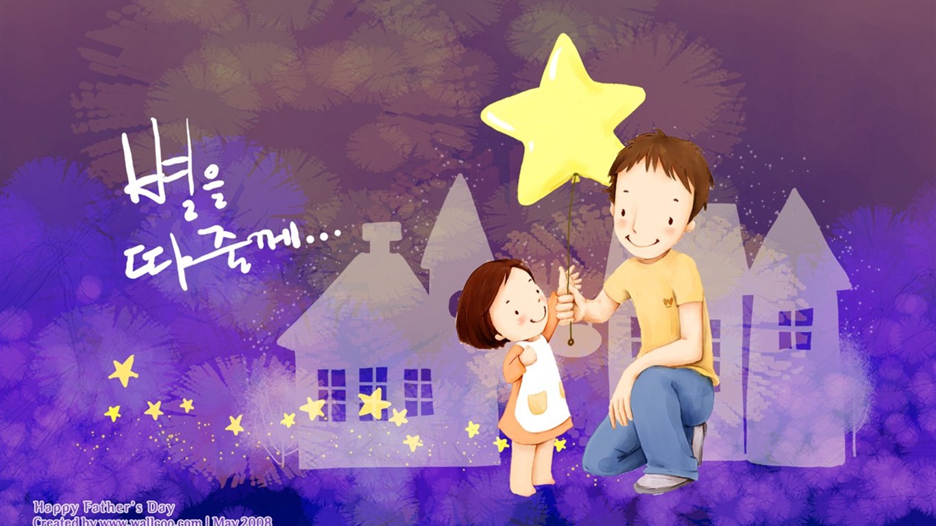 Father's Day theme of South Korean illustrator wallpaper #1 - 1366x768