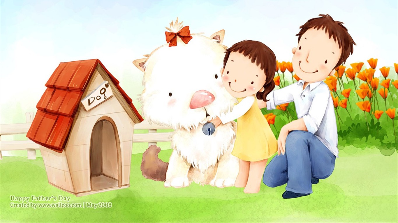 Father's Day theme of South Korean illustrator wallpaper #4 - 1366x768