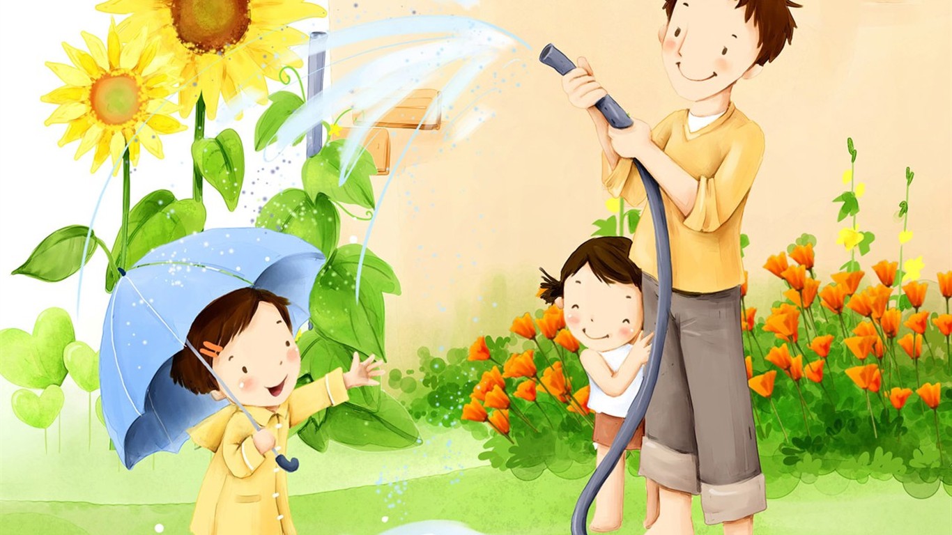 Father's Day theme of South Korean illustrator wallpaper #5 - 1366x768