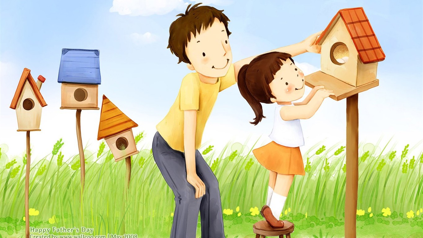 Father's Day theme of South Korean illustrator wallpaper #6 - 1366x768