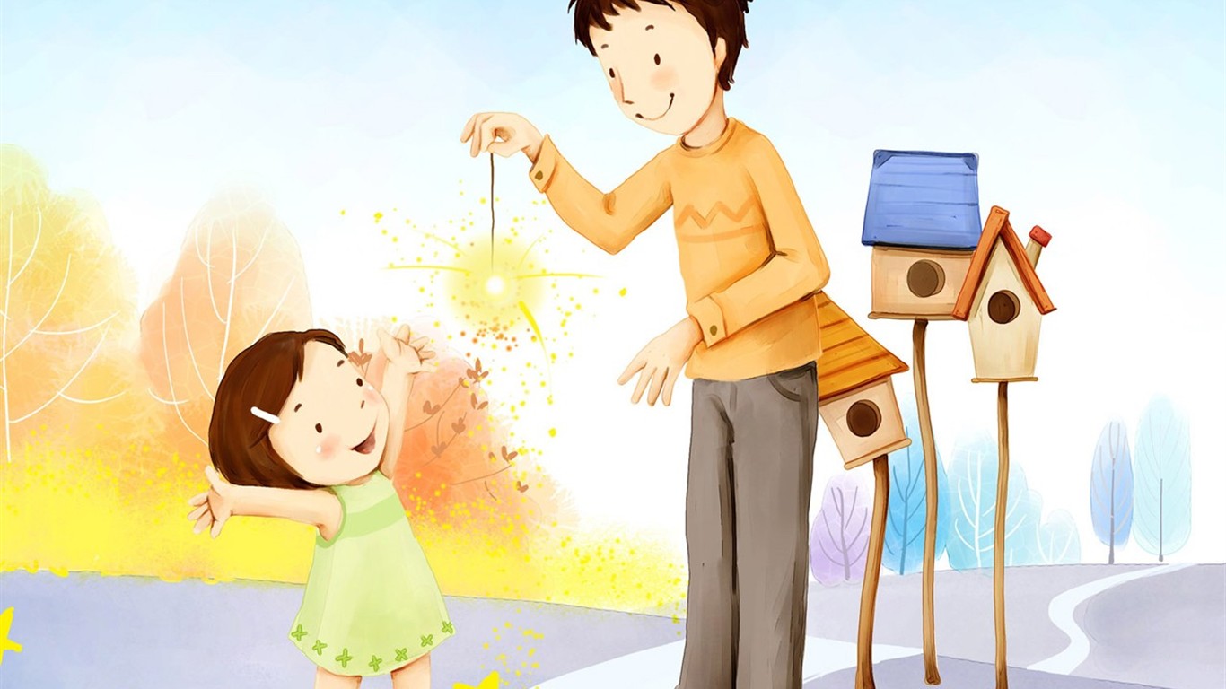 Father's Day theme of South Korean illustrator wallpaper #8 - 1366x768