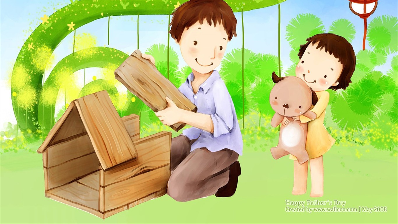 Father's Day theme of South Korean illustrator wallpaper #10 - 1366x768