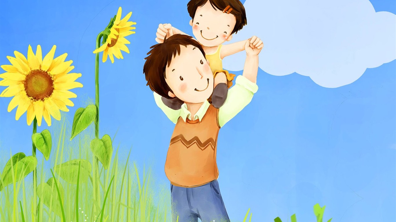 Father's Day theme of South Korean illustrator wallpaper #11 - 1366x768