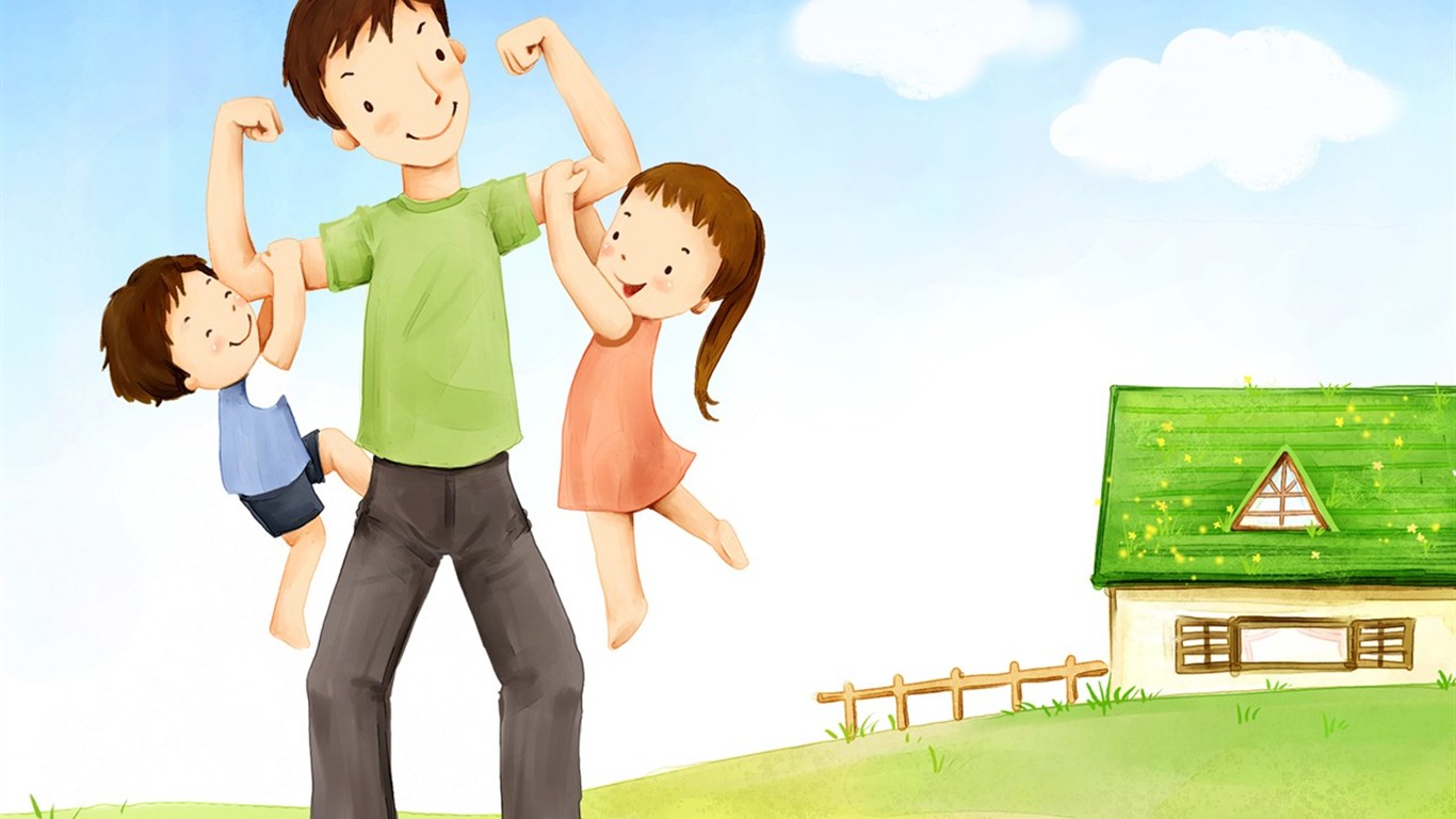 Father's Day theme of South Korean illustrator wallpaper #13 - 1366x768