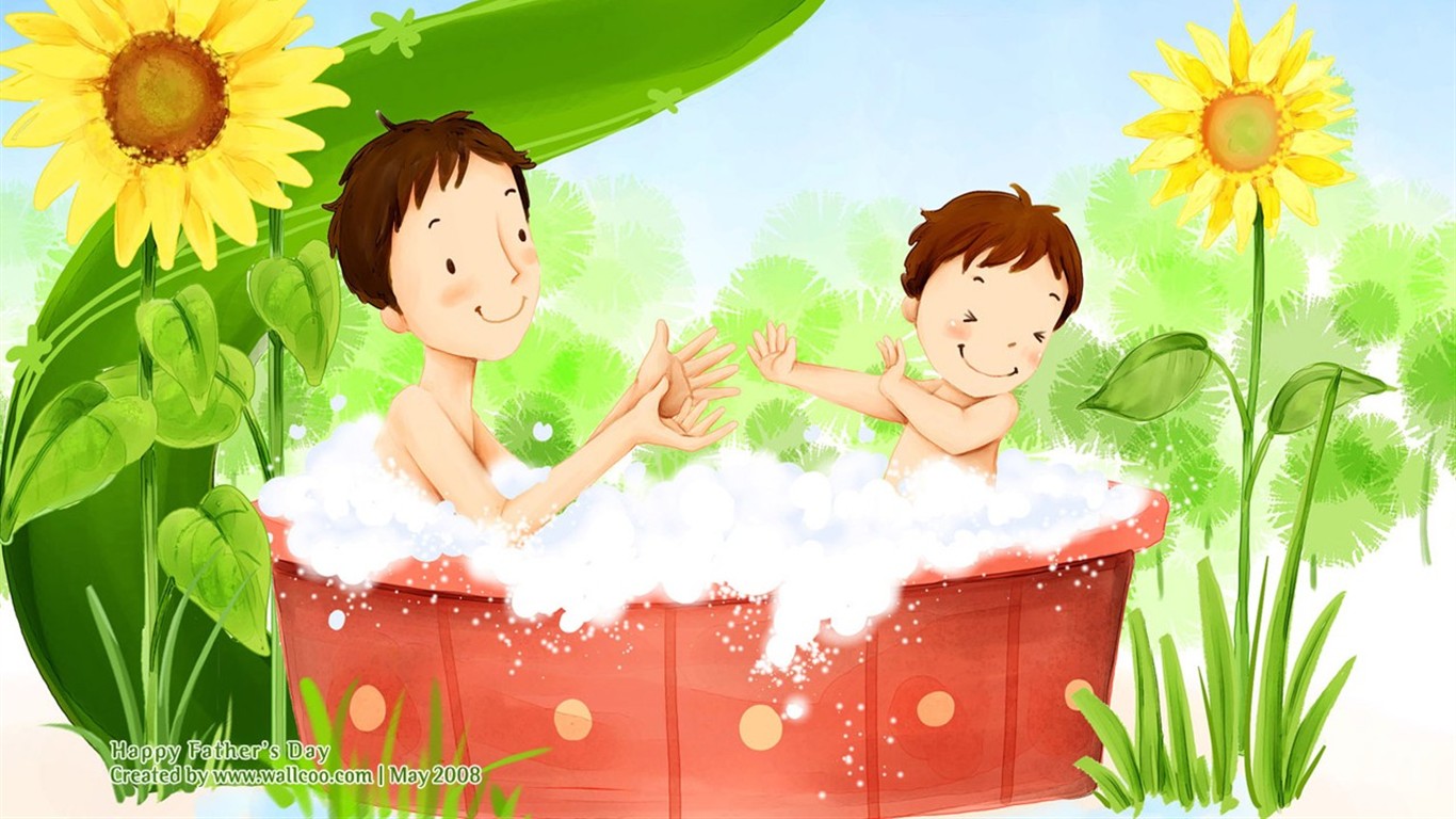 Father's Day theme of South Korean illustrator wallpaper #14 - 1366x768