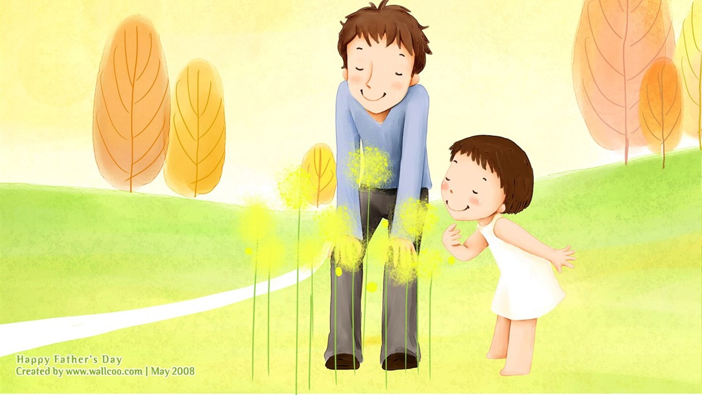 Father's Day theme of South Korean illustrator wallpaper #15 - 1366x768