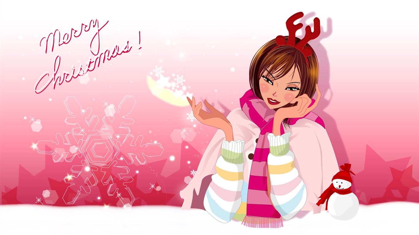 聖誕MM插畫壁紙 #2 - 1366x768