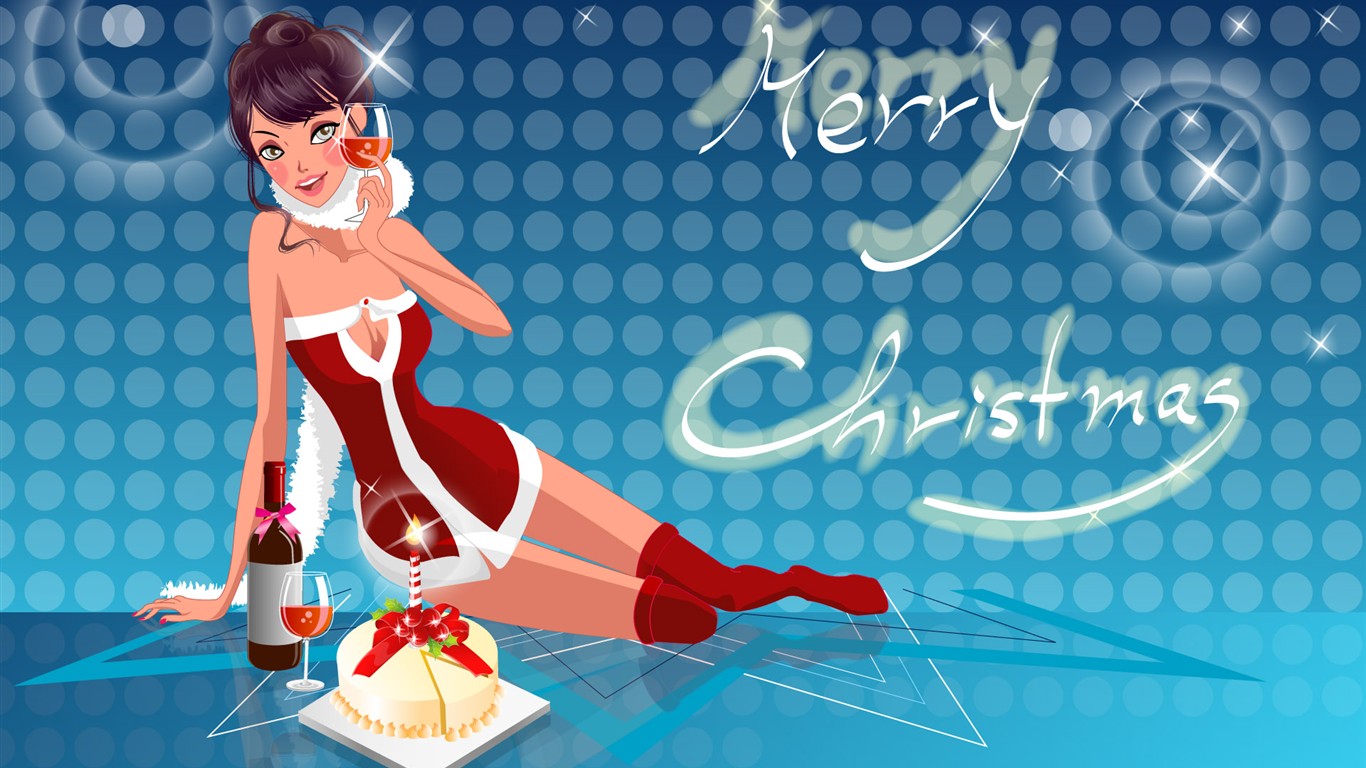 聖誕MM插畫壁紙 #10 - 1366x768