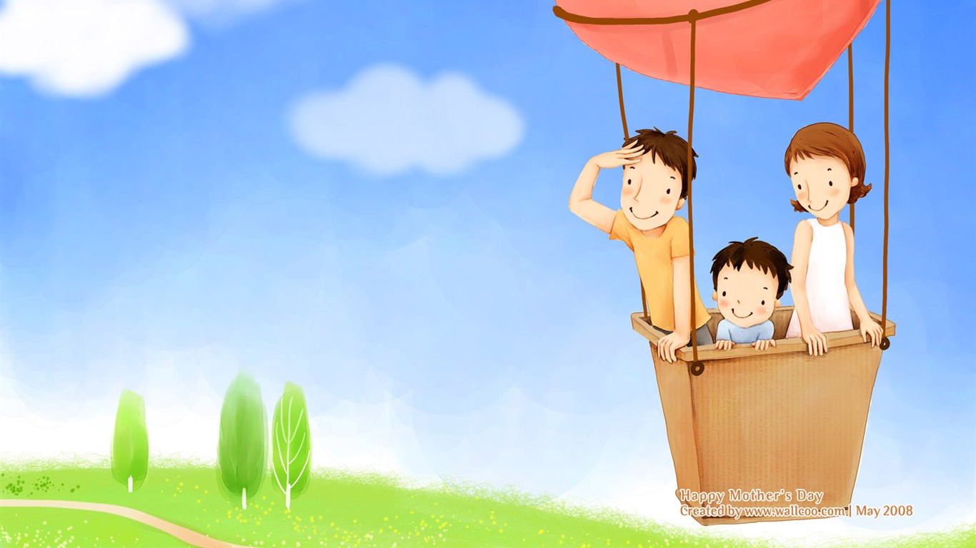 Mother's Day theme of South Korean illustrator wallpaper #3 - 1366x768