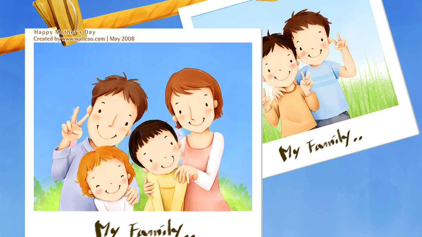 Mother's Day Thema des südkoreanischen Illustrator Tapete #6 - 1366x768