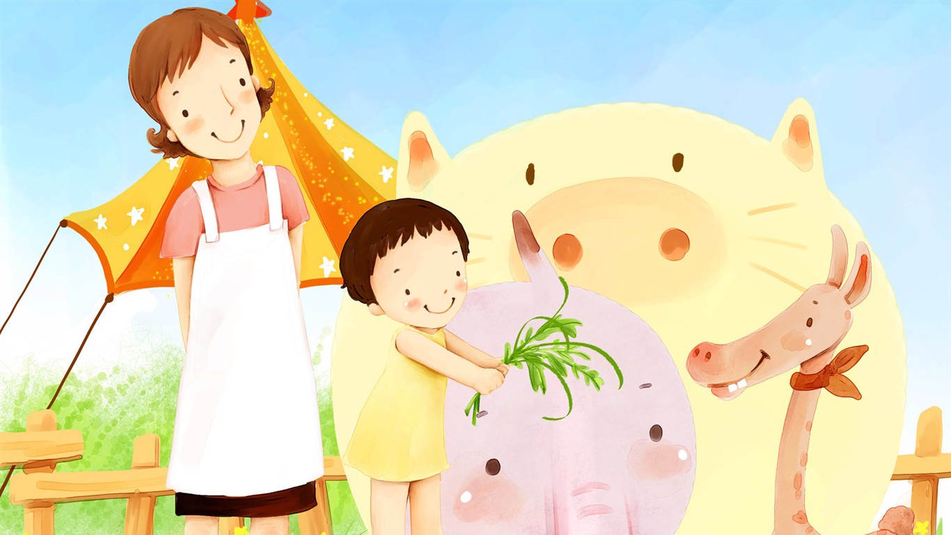 Mother's Day Thema des südkoreanischen Illustrator Tapete #11 - 1366x768