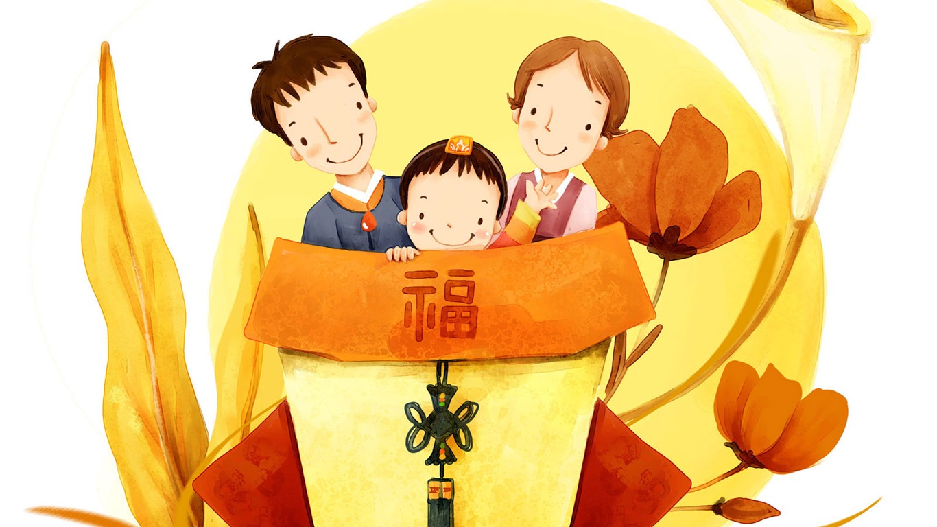 母親節主題韓國插畫壁紙 #12 - 1366x768