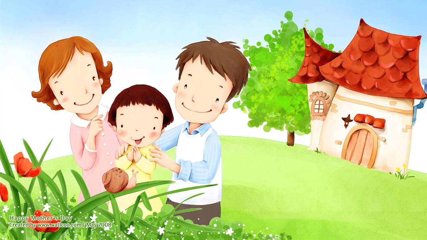 Mother's Day Thema des südkoreanischen Illustrator Tapete #14 - 1366x768