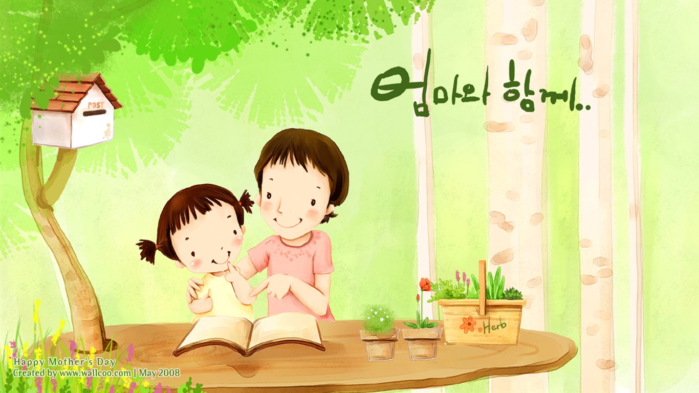 Mother's Day Thema des südkoreanischen Illustrator Tapete #17 - 1366x768