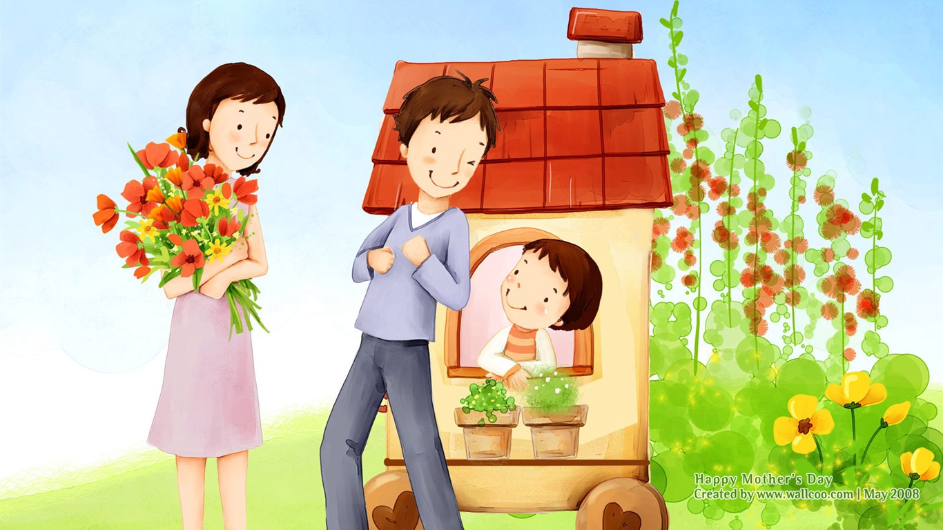 Mother's Day Thema des südkoreanischen Illustrator Tapete #19 - 1366x768
