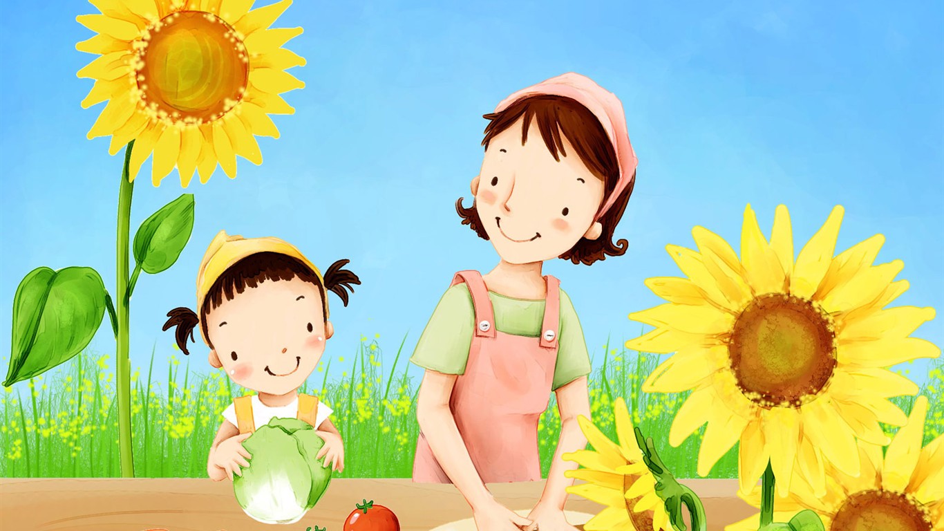 Mother's Day theme of South Korean illustrator wallpaper #20 - 1366x768